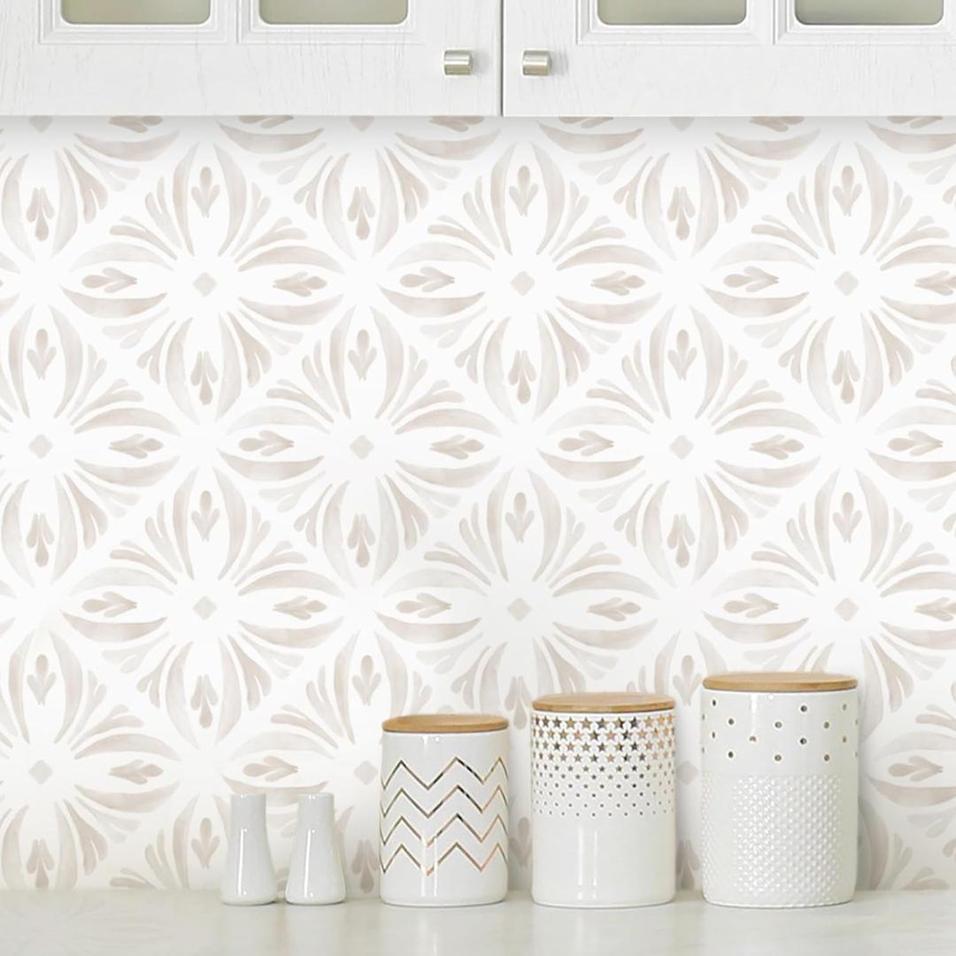 Modern Geometric Peel and Stick Wallpaper Boho Contact Paper Neutral Self Adhesive Removable Wallpaper for Kitchen Bedroom Bathroom Waterproof White Contact Paper for Cabinets 590inL 17.3inW