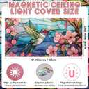 Glooglitter 4 Pcs Hummingbird Fluorescent Light Covers 4 x 2 ft Stained Glass Magnetic Office Light Cover for Ceiling with 10 Magnets Filter Reduce Glare for Classroom School Home