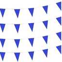 AuTop 100 Feet Solid Blue Pennant Banner Flags String Triangle Bunting Flags,Decorations for Grand Opening,Birthday Party,Festival Celebration