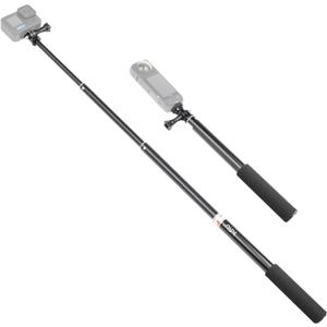 HSU Extendable Selfie Stick for Action Camera, Waterproof Hand Grip for GoPro Hero 13/12/11/10/9/8/7, Handheld Monopod 11.8" to 36.2" for Cell Phones AKASO Insta360 X4 X3 and Other Action Cameras