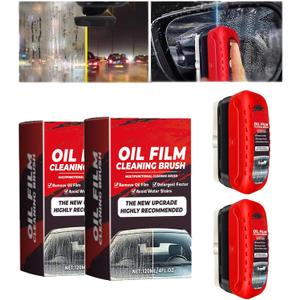 2pack Automotive Oil Film Cleaning Brush New Glass Coating for Windshield Glass Oil Film Remover, Strong Front Windshield Remover for Windshield Improves Clarity and Visibility