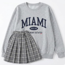 Fall Outfits 2/3 Piece Girl Clothes Letter Print Long Sleeve Sweatshirt Pleated Skirt Sets for Kids Teen 12Y