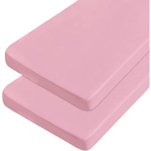 2 x Cot Sheets 31" x 75", 2 Pack Cot Size Sheet Fitted with Narrow Twin/Camp Bunk/Rvs Bunk/Guest Beds/Army Cots/Trifold Mattress, Super Soft Breathable Microfiber Bed Cover, Bottom Sheet, Pink