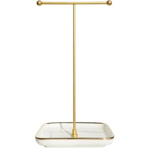 VROOMIUM Necklace Holder- Ceramic Base 1ft Height Jewelry Organizer Stand, Aesthetic Jewelry Hanger Display for Necklaces, Bracelets, Rings, Exhibidor de Collares-Classic White