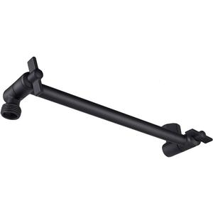 NearMoon Adjustable Shower Arm Universal Connection, Solid Brass Shower Extension Arm, Adjust Angle to Upgrade Shower Experience, Easy to Install, Anti-leak (11 Inch, Matte Black)