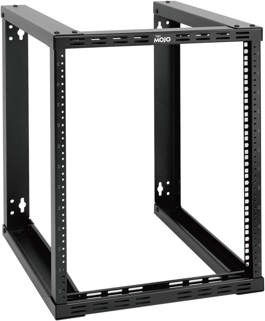 Tecmojo 12U Wall Mount Rack, Wall Mount Network Rack 15.8in Depth, Open Frame Server Rack for 19in IT/AV/Data/Home Equipment, Black