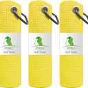 VIVIDLY 3 Pack Golf Towels, Microfiber Waffle Pattern Golf Towel, Suitable for Men's Golf Gifts (Yellow)