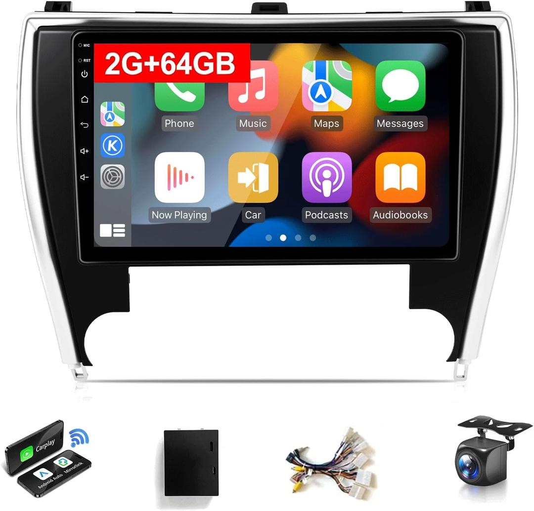 [4G+64G] Android 13 Car Play Stereo for Toyota Camry 2015 2016 2017 Radio Apple CarPlay Android Auto, 10.1 Inch Touch Screen for Camry Head Unit Bluetooth GPS Navi 5G WiFi Backup Camera MIC CANBUS