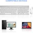 Wireless Keyboard and Mouse, Vssoplor 2.4GHz Rechargeable Compact Quiet Full-Size Keyboard and Mouse Combo with Nano USB Receiver for Windows, Laptop, PC, Notebook-White Silver