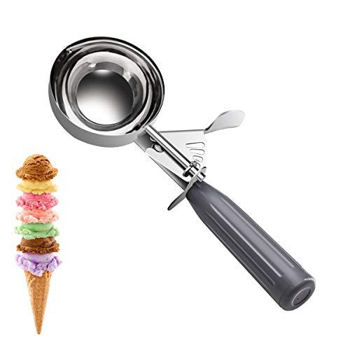 TOPKITCHEN Commercial-Grade Ice Cream Scoop 4 oz, 18/8 Stainless Steel Cookie Scoop with Plastic Handle, Portion Control Disher Scoop for Bakeries, Restaurants & Dessert Shops, #8, Grey