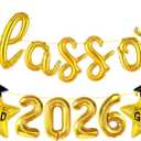 Gold Class of 2026 Balloons Banners,18 Inch Graduation Balloons Class of 2026 for Graduation Party Decorations 2026