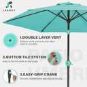 JEAREY 7.5FT Patio Umbrella Market Table Umbrella with 6 Sturdy Ribs, Push Button Tilt/Crank Outdoor Umbrella for Garden, Deck, Backyard, Pool, Peacock Blue