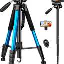 Victiv 72 inch Camera Tripod, Tall Tripod for Camera Cell Phone, Heavy Duty Camera Tripod Stand, Professional Aluminum Monopod, Compatible with Canon Nikon Sony DSLR Cameras - Blue