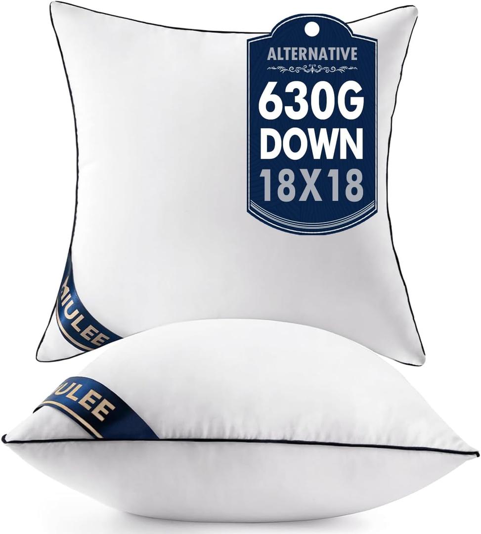 MIULEE 18x18 Pillow Inserts Set of 2 Throw Pillows 18 Inch Premium Down Alternative Pillow Inserts Decorative Pillow Stuffer for Sofa, Couch (18x18 Inch, Set of 2)