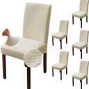Genina Chair Covers for Dining Room Chair Covers Dining Chair Slipcovers Stretch Kitchen Parsons Chair Cover (Beige, 6 PCS)