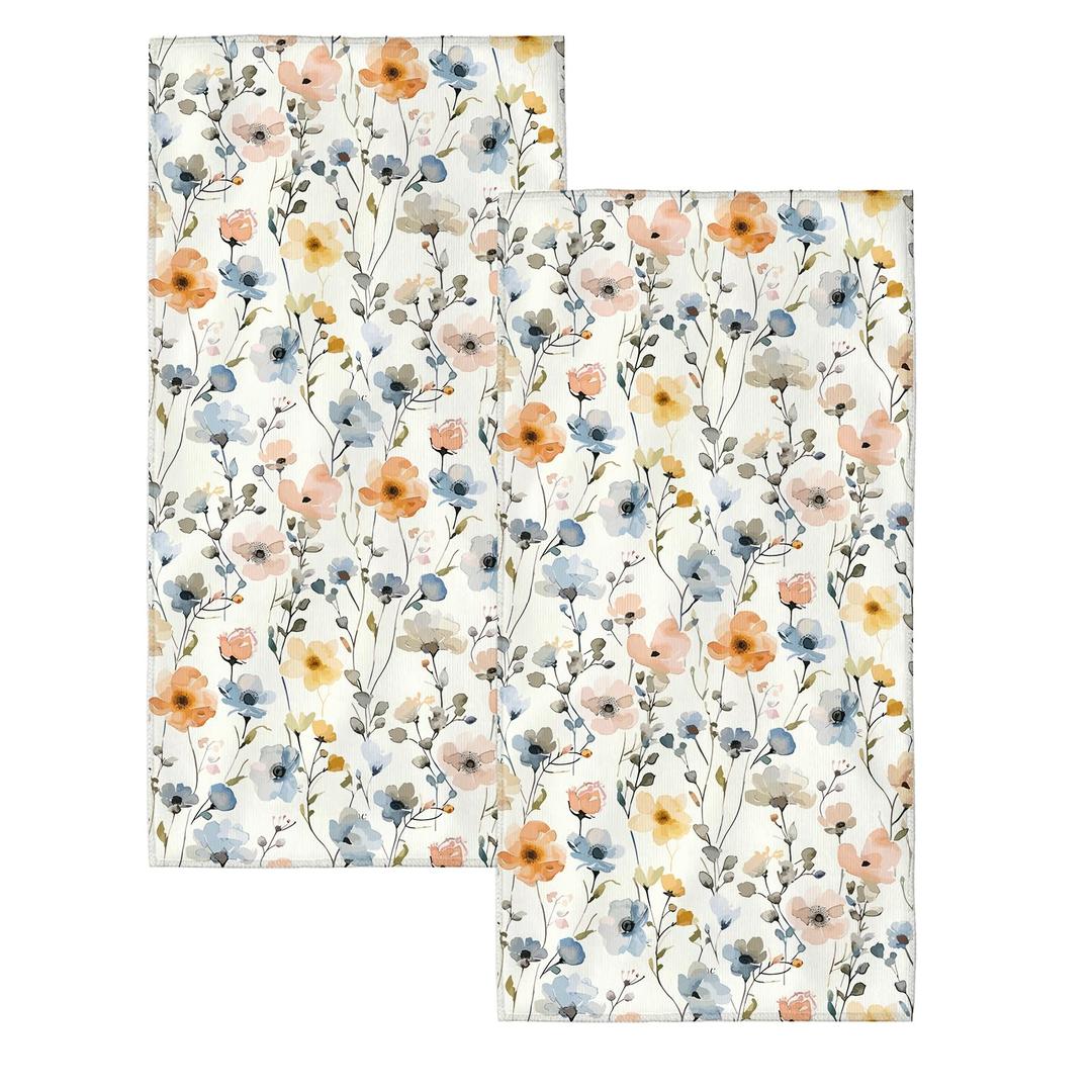 GZMQWVG Vintage Flowers Hand Towels,Set of 2 Absorbent Soft Towel Gifts for Women Men, Funny Bathroom Hand Towels for Bathroom Kitchen Home Spa Hotel Yoga