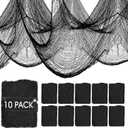 AROIC 10Pack Halloween Decorations, 30 x 72 Inch Black Spooky Creepy Cloth- Creepy Gauze Fabric for Halloween Party Supplies, Home Wall Doorway Yard Scary Decorations- Horror Decor Outdoor Indoor