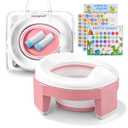 MCGMITT Portable Potty Seat for Kids Travel - Foldable Training Toilet Chair for Toddler Girls with Storage Bags for Outdoor and Indoor Easy to Clean(Pink)