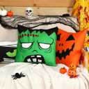 Breling 6 Set Halloween Pillow Covers, Black Cats Ghosts Pumpkin Soft Plush Faux Fur Wool Couch Throw Cushion Cover for Halloween Sofa Chair Bed Home Decorative (16 x 16 Inches)