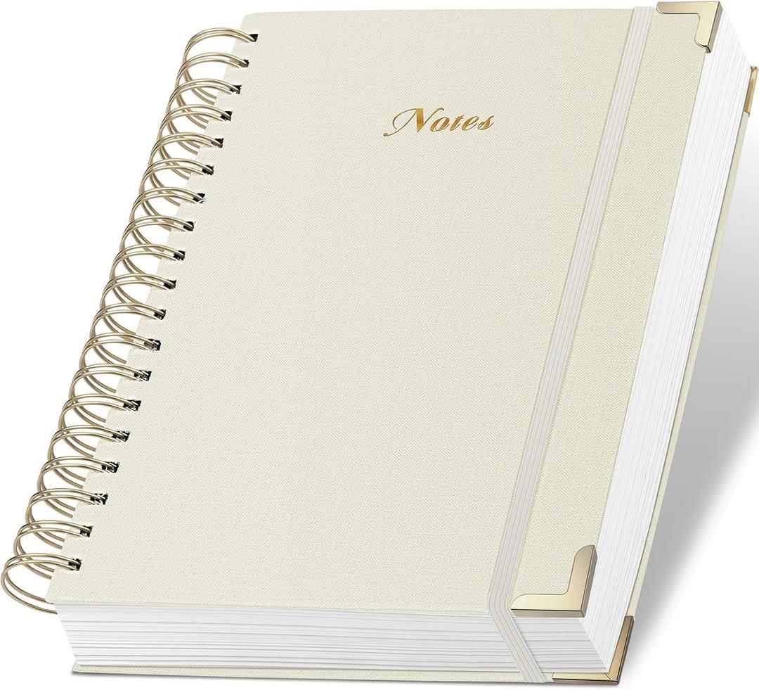 Spiral Notebook Journal, 328 Pages Linen Hardcover College Ruled Notebook, Lined Thick Journals for Women Men, A5 Thick Spiral Journal for Writing, 100GSM Paper, Cute Notebooks for Work School