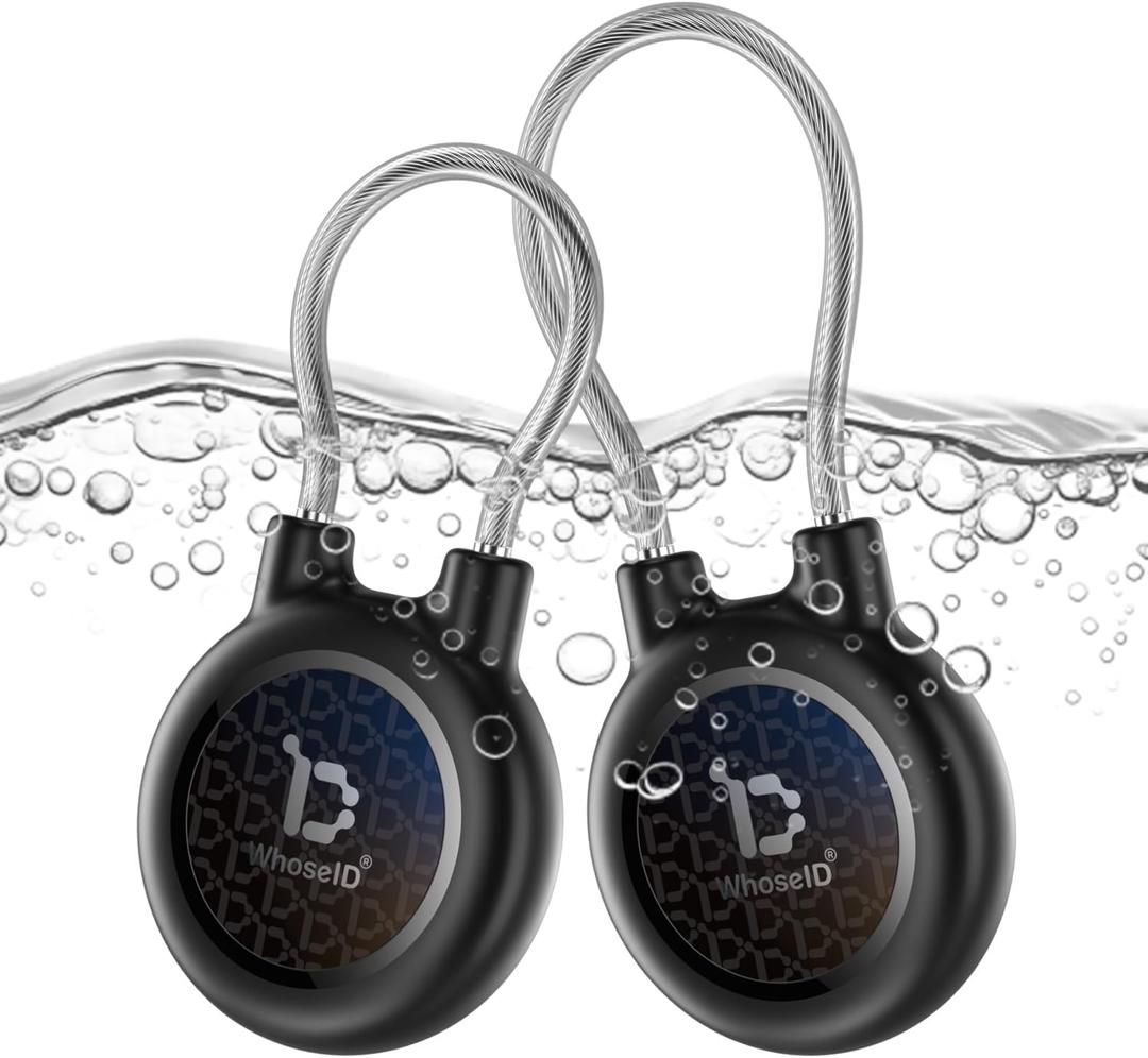 WhoseID Compatible with Apple Airtag Case Keychain Holder, IPX8 Waterproof Air Tags-2 Pack Cases Keychain Holder Easy Twist-Off Cap with Durable Matel Keyring for Luggage, Item Finder, Backpack, Kids