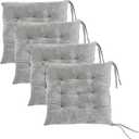 Set of 4 Square Chair Pads Indoor Seat Cushions Pillows with Ties Soft Comfortable Non Slip Chair Mat for Kitchen Dining Office Desk Living Room Outdoor Tatami 15.5" - Gray