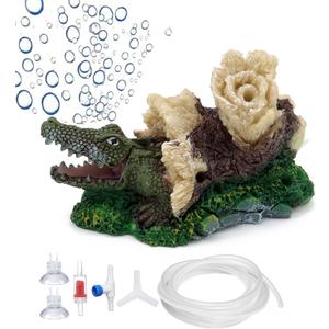 Aquarium Air Bubbler Decorations,Air Bubbler Decor Ornament for Fish Tank (Alligator)