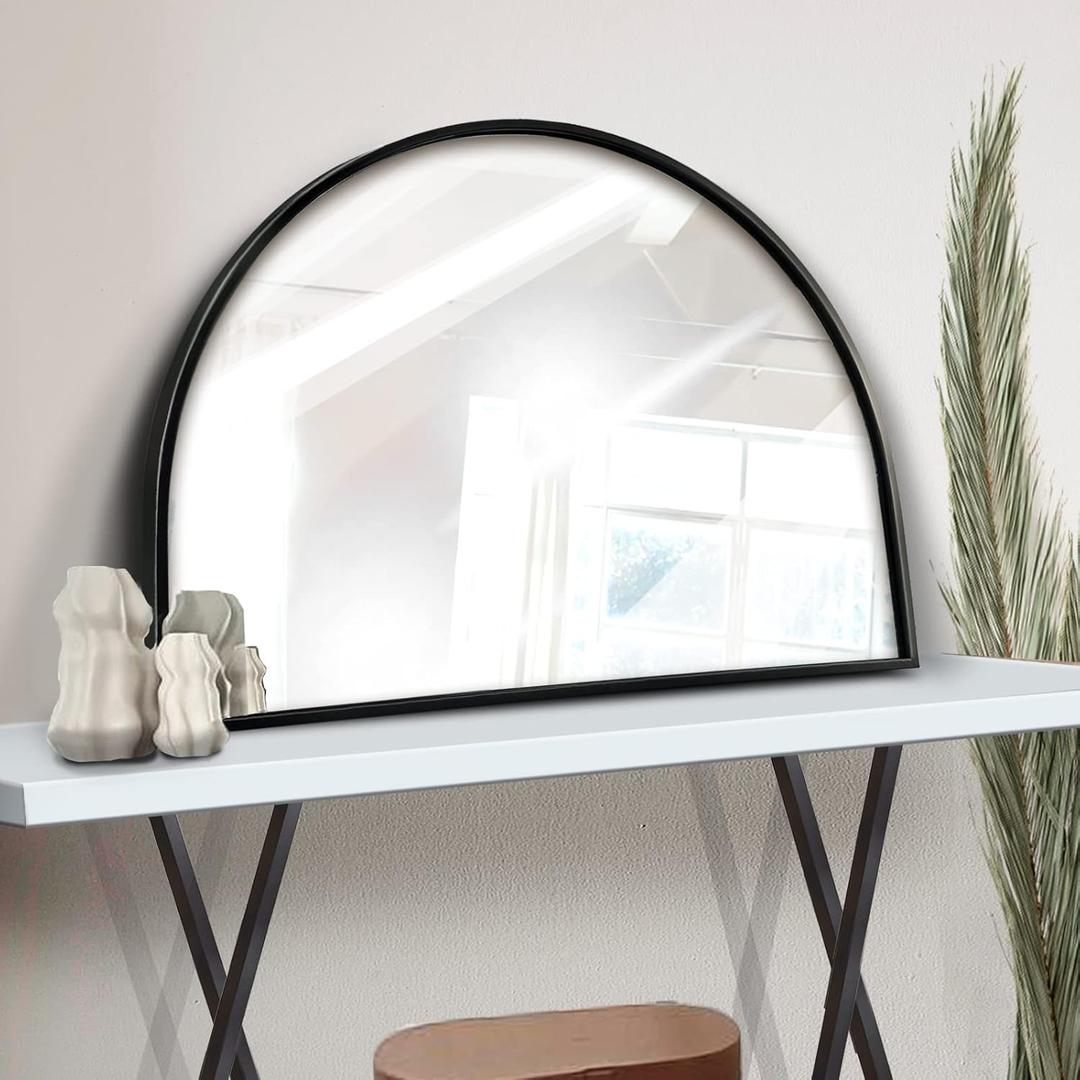 WAMIRRO Minimalist Black Arched Mirror,Window Pane Farmhouse Wall Mirrors Decor for Wall Mounted,28"X20" (20"L x 28"W, Black-1)