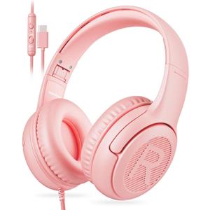 awatrue USB-C Kids Headphones with Mic - 85/94dB Volume Limiter, Foldable Wired Toddler Headphones for Boys & Girls, Over-Ear Type-C Kid Headphones for School, Travel, lPad, Tablet & Smartphones
