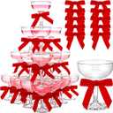 Zopeal Plastic Martini Glasses 5 oz Champagne Cups Margarita Cocktail Glasses with Bow 2.8 Inch for Valentine's Day Bachelor Home Bar Wedding Party Champagne Tower(Red Velvet,30 Pcs)