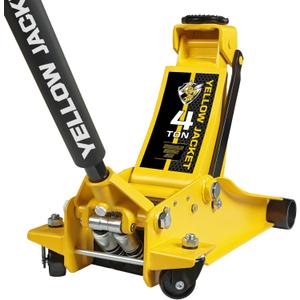 YELLOW JACKET Low Profile Floor Jack with Dual Pumps Quickly Lift Hydraulic Car Jack with Pad, 4 Ton (8,800 lb) Capacity (Steel)