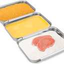 Set of 3 Interlocking Breading Trays, 8.5" X 5.8" X 1.2" Stainless Steel Dredging Trays for Breading, Marinating, Chicken, Food Prep, Stackable Tray for Baking Cake, Oven Safe