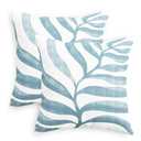 CaliTime Throw Pillow Covers Decorative 18 X 18 Inches Pack of 2 Cozy Fleece Modern Abstract Plant Leaves Cushion Cases for Couch Bed Sofa Farmhouse Decoration Smoke Blue