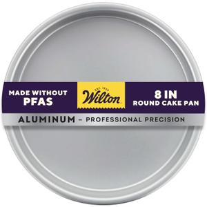 Wilton Aluminum Round Cake Pan, Durable Anodized Bakeware for Tiered & Layered Cakes, Even Heating, Rust-Resistant, Professional Cake Baking Pans, 8 x 2 in (1 Count (Pack of 1), Silver)