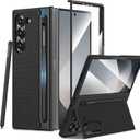 Maxdara for Z Fold 6 Case with S Pen Holder, Galaxy Z Fold 6 Case with Hidden Foldable Kickstand and Built-in Screen Protector, Slim Shockproof Phone Cover, Black