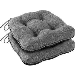IPYNBAP Chair Cushions for Dining Chairs Set of 2, Kitchen Chair Cushions, Chair Pads with Ties and Non Slip Backing, Tufted Memory Foam Seat Cushion 2 Pack, 15.5" x 15.5" x 4", Dark Gray