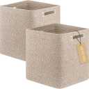 OIAHOMY Storage Cubes, 13 Inch Cube Storage Organizer, Collapsible Storage Bins, Baskets for Organizing, Storage Bins for Shelves-Brown, 2-PACK