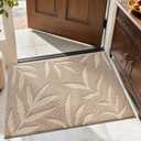 LUMI Front Door Mat Indoor Entrance 24"x36", Low Profile Welcome Mat, Non-Slip Washable Doormat with Rubber Backing for Entrance, Patio, Garage, Beige