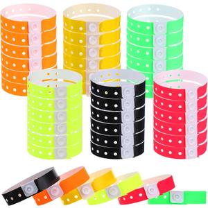 Xinjoduz 60 PCS Wrist Bands for Event, Vinyl Plastic Colored Paper Bracelet Wristbands Arm Bands Identification for Events, Party, Concerts, Carnivals, Nightclubs, Bars, Park (6 Colors)