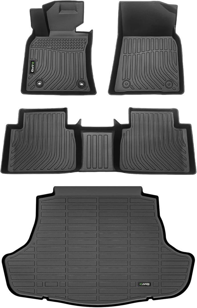 HAFIDI Floor Mats & Cargo Liner Set Fit for 2007-2011 Toyota Camry CE/LE/SE/XLE All Weather Protection TPE Anti-Slip Automotive Full Set Floor Liners Custom Accessories - Black