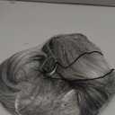 TISHINING Grey Wigs for White Women Medium Length Layered Silver Gray Wavy Wig with Bangs Natural Looking Heat Synthetic Side Part Salt and Pepper Wigs for Women