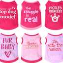 Jexine 6 Pack Chihuahua Dog T Shirt Girl Dog Puppy Clothes Breathable Outfit Pet Costume Summer Cat Clothes Dachshund Puppy Accessories Printed Shirts(Small)