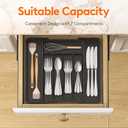 Lifewit Expandable Silverware Organizer, Plastic Utensil Tray for Kitchen Drawer, BPA Free Flatware Cutlery Holder, Space-Saving Storage for Spoons Forks Knives, 8.5-14 x 12 x 1.5 inch, Black
