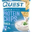 Quest Nutrition Tortilla Style Protein Chips, Ranch, Baked, 19g Protein, 4g Net Carb, Low Carb, Gluten Free, 1.1 Ounce (Pack of 12) Best Before 08/22/26