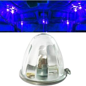 1 Pack Glass Side Marker Turn Signal Watermelon Lights Clear Lens Blue LED Side Marker Turn Signal Lights with Bezel Replacement for Kenworth Peterbilt Freightliner Trucks
