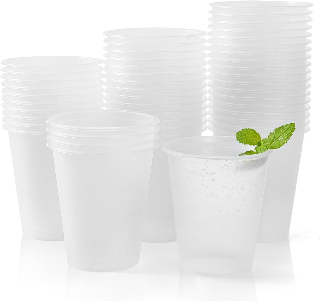 50 Pack Frosted Plastic Cups Clear Disposable Drinking Cups Bulk for Wedding Reception Stadium Birthday Party Supplies,12 Oz