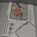 Large Stainless Steel Cutting Board, 16 Inch Double Sided Chopping Board for Kitchen, Non Toxic, Scratch-resistant Mesh Design, Juice Groove, Dishwasher Safe, 304 Stainless Steel and Wheat Straw PP