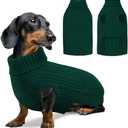 SUNFURA Small Dog Sweater, Christmas Dog Sweaters Fall Winter, Warm Sweaters with Harness Hole, Turtleneck Pullover for Dogs Girls Boys, Puppy Sweatshirt Knitwear Clothes for Dachshund, Green S