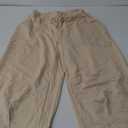 CHARTOU Women Tapered Wide Leg Lounge Pants Summer Harem Pants Elastic Waist Slacks Beach Baggy Pants Pockets, Color: Khaki, S