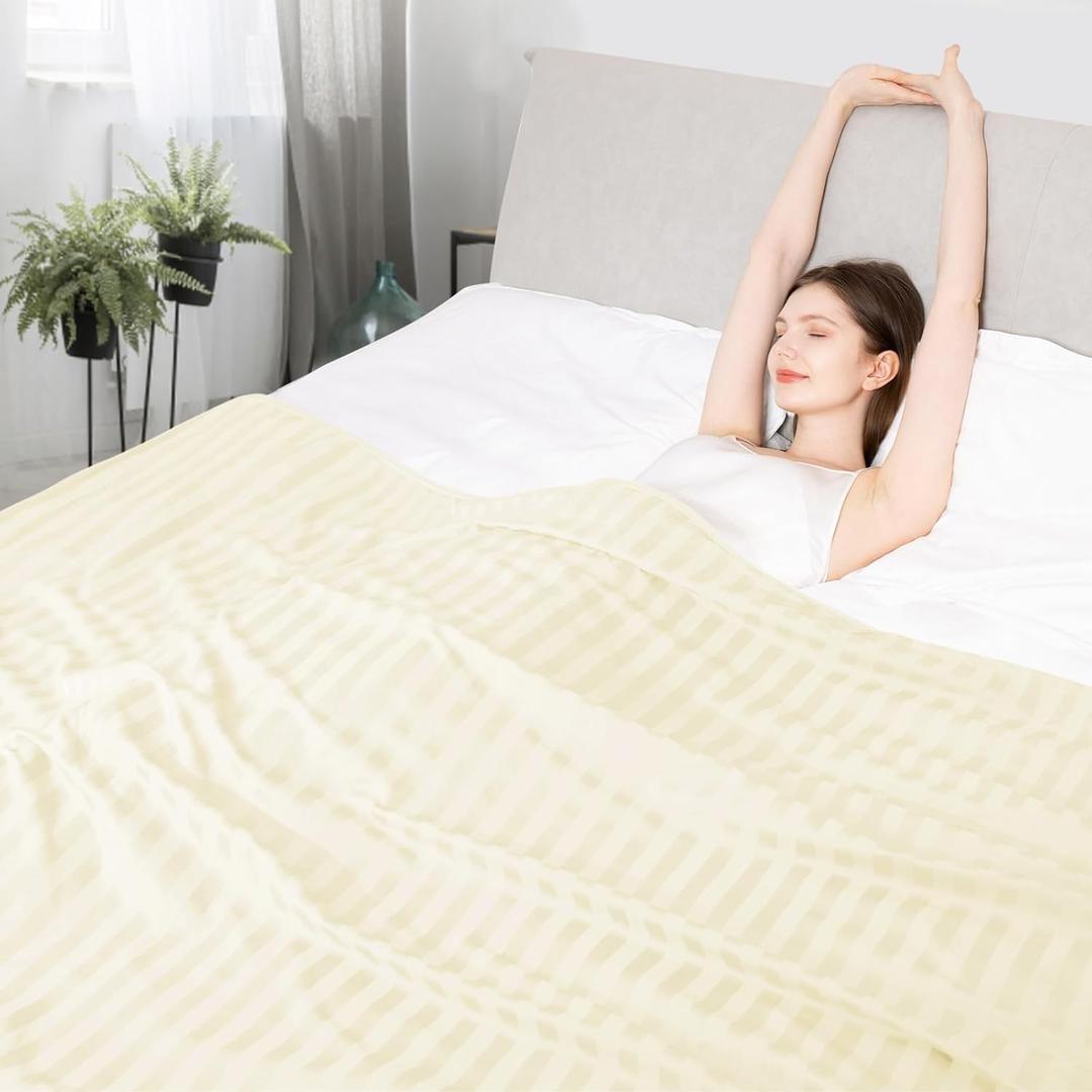 Elegear Revolutionary Cooling Throw Blanket, Absorbs Heat to Keep Body Cool for Night Sweats, Double Sided Arc-Chill3.0 Cooling Fiber Q-Max>0.5, Lightweight Summer Cold Blankets for Sleeping 51 x 67 (Cream)